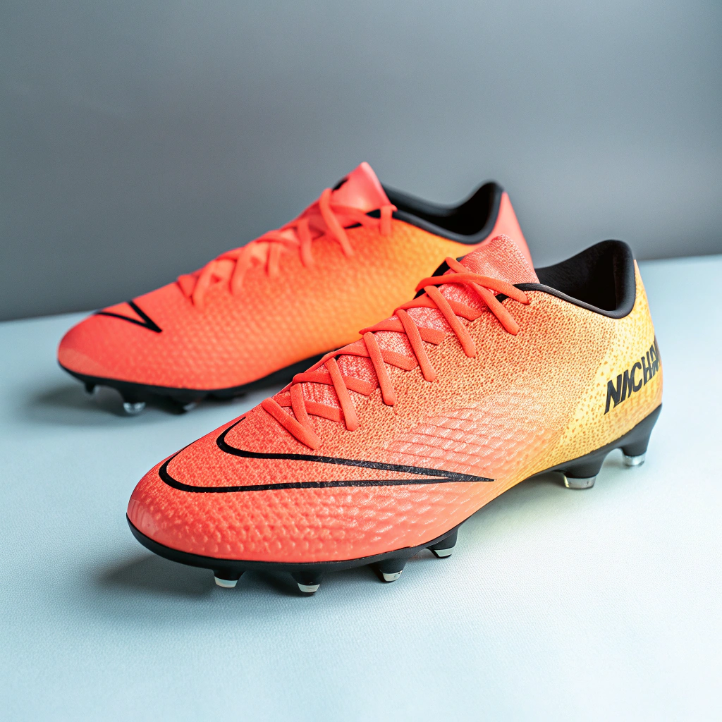 Gritty shot of athletic cleats on the turf